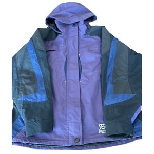 Vintage 1980S SERAC‎ Sport Colorblock  Purple Black Mens Ski Coat size XL